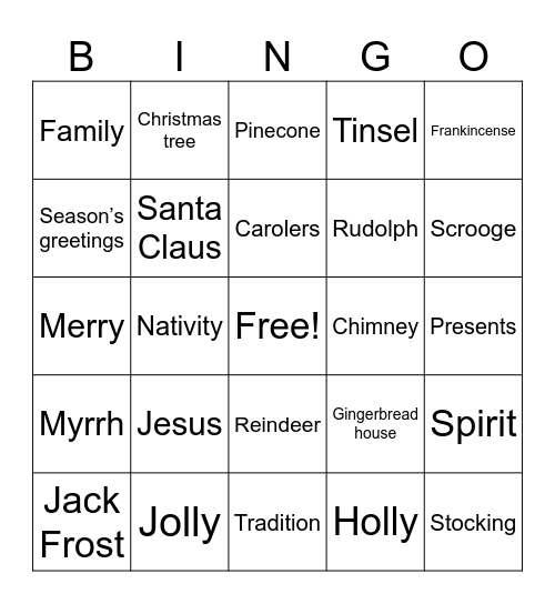 Christmas Bingo Card