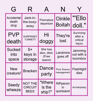 Lentil Cumpany Bingaur Bingo Card