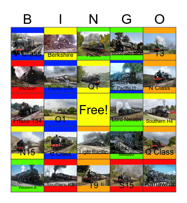 Southern Steam Bingo Card