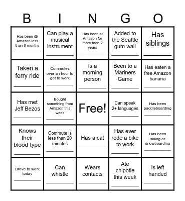 RPI Team Happy Hour Bingo Card