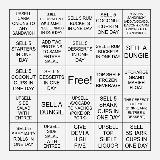 FOH BINGO Card