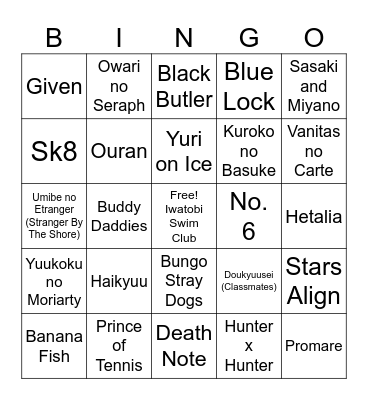 BL/Fujoshi/Yaoi pandering Bingo Card