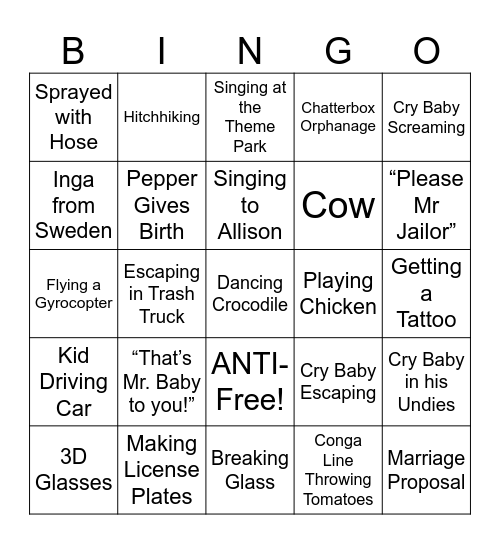 Cry Baby - Round 3 Bingo Card