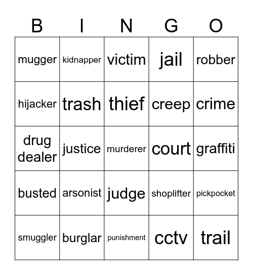 CRIME Bingo Card
