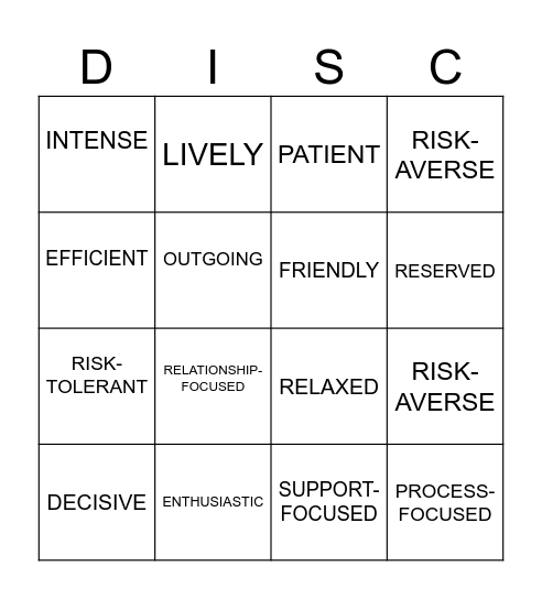 DISC BINGO Card