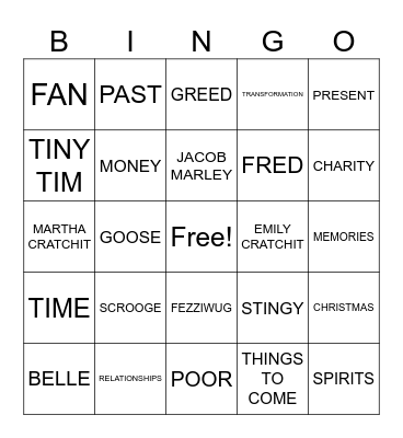 A CHRISTMAS CAROL Bingo Card