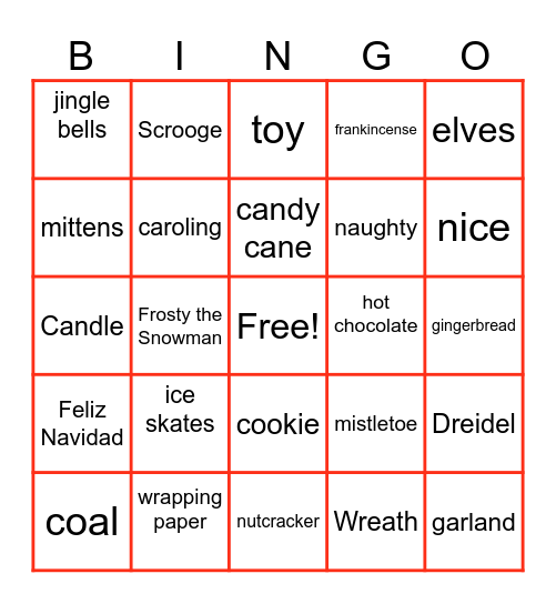 PSO Holiday Bingo 2023 Bingo Card