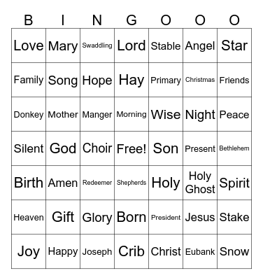 Stake Christmas FIreside Bingo Card