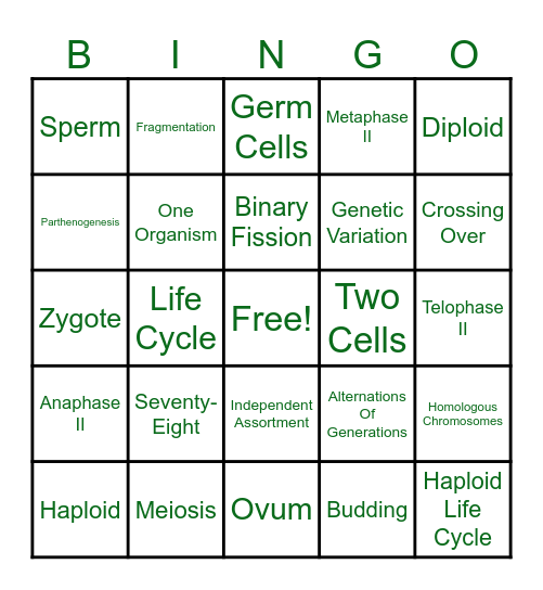 Biology Bingo Card