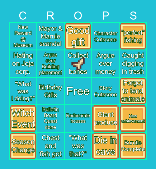 Stardew Valley Bingo Card