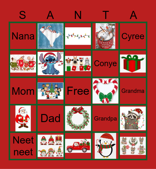 Williams family Chirstmas bingo 2023 Bingo Card