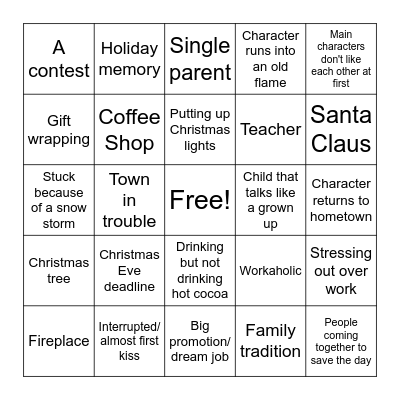 Christmas Movie Bingo Card