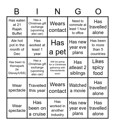 Corpserve Bingo Card