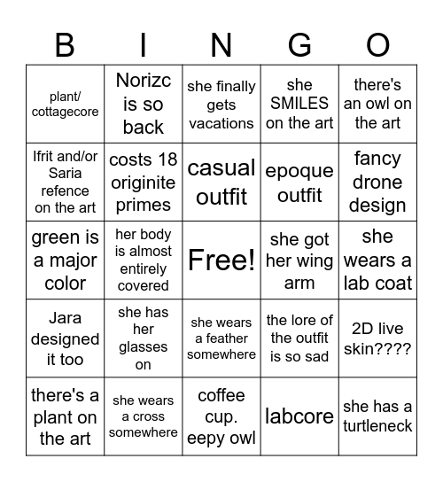 SILENCE ALTER SKIN Bingo Card