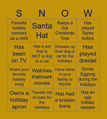 AC Holiday Bingo - Get to Know You Bingo Card