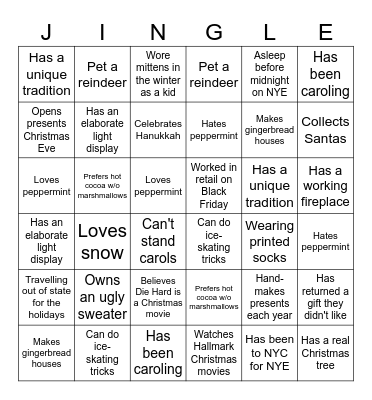 Jingle Mingle Bingo Card