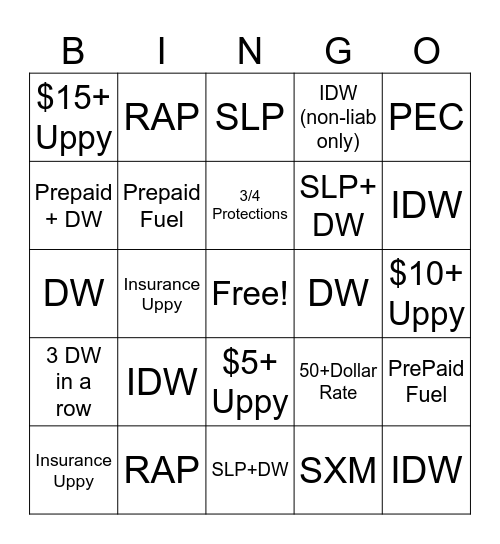 $ALE$ BINGO Card