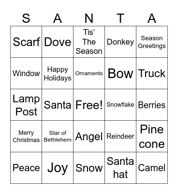 Santa Scavenger Hunt Bingo Card