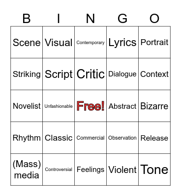 M. 6.UNIT 6 vocabulary1 Bingo Card