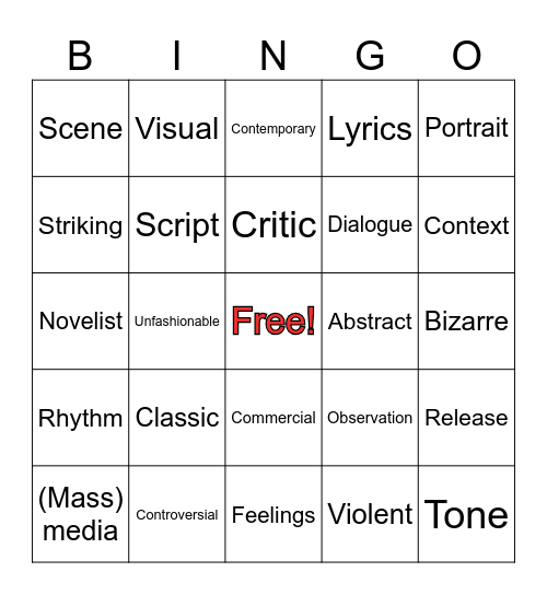 M. 6.UNIT 6 vocabulary1 Bingo Card