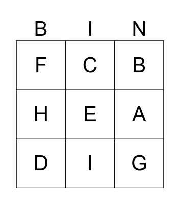 Alphabet Bingo Card