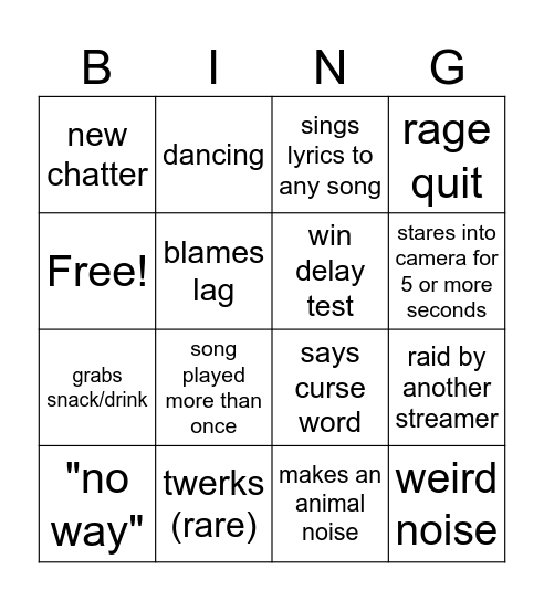 WildWill Bingo Card