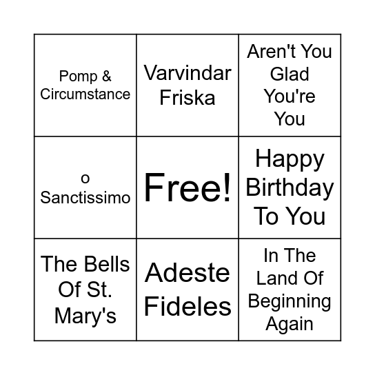 THE BELLS OF ST. MARY'S Bingo Card