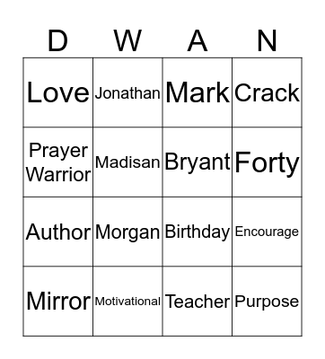 Birthday Bingo Card