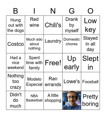Ronnie Facio's How Was Your Weekend Bingo Card