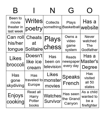 BINGO FUN Bingo Card