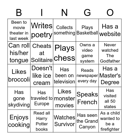 BINGO FUN Bingo Card