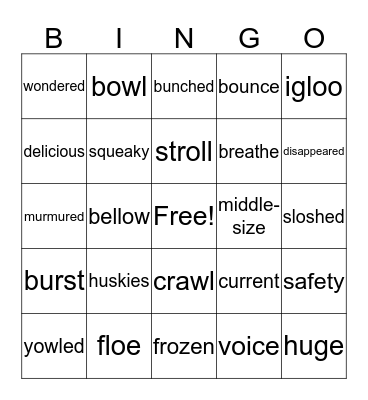 The Three Snow Bears Bingo Card