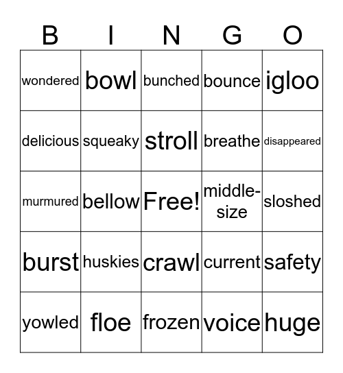 The Three Snow Bears Bingo Card