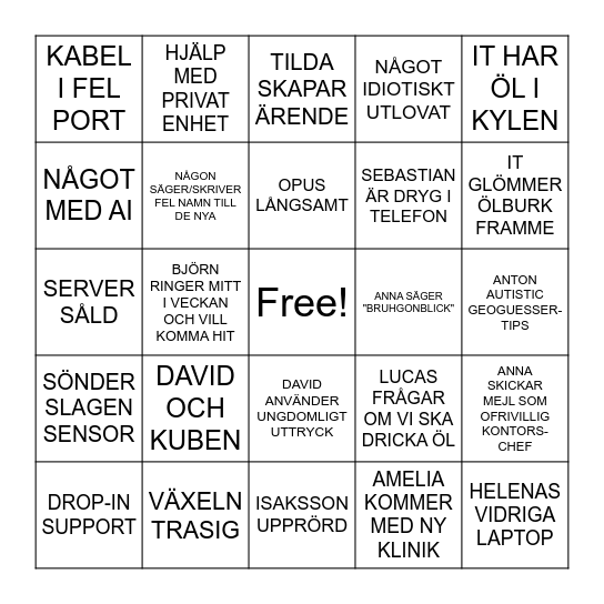 DTV BINGO Card