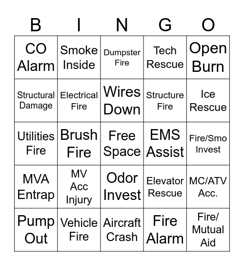 January Call Type Bingo Card