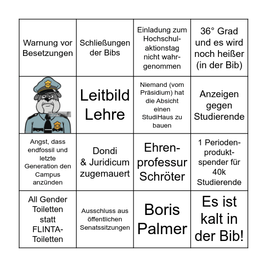 Bullshit Bingo - Präsidium Edition Bingo Card