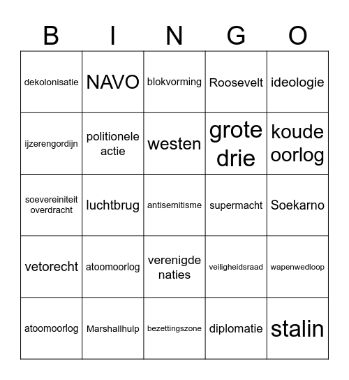 koude oorlog Bingo Card