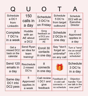 SDR Bingo 12/11 - 12/15 Bingo Card
