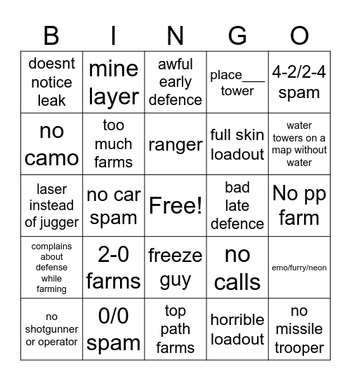 Tdx Bingo Card