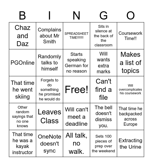 McCarten Bingo Card