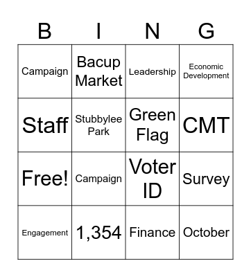 Staff Engagement Bingo Card