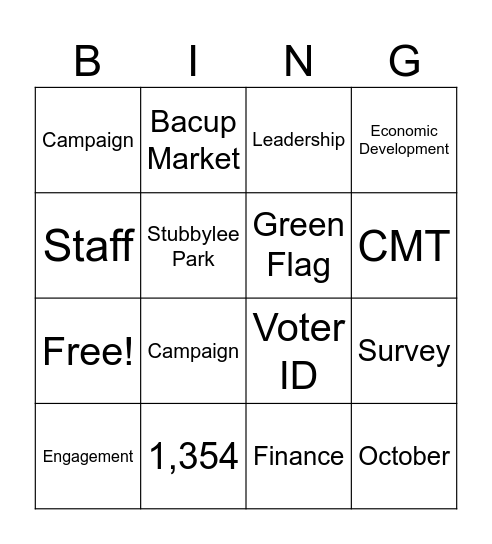 Staff Engagement Bingo Card