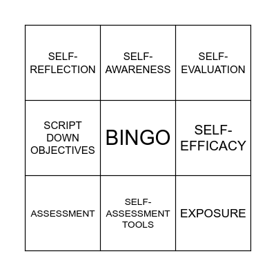 SELF ASSESSMENT BINGO Card