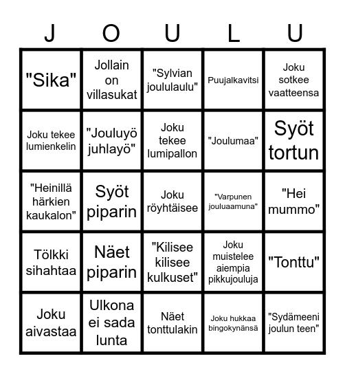 " " merkit= Kun kuulet kappaleen Bingo Card