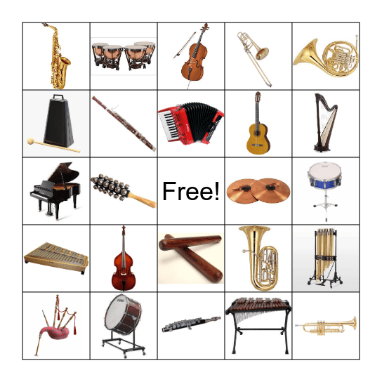 Musical Instrument Bingo Card