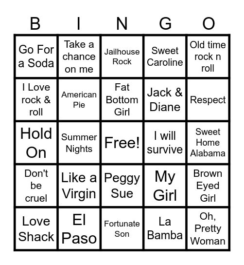 Sing-A-Longs!  Let's Hear ya ! Bingo Card