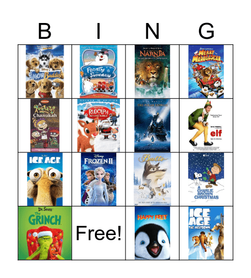 Holiday Movie Bingo Card