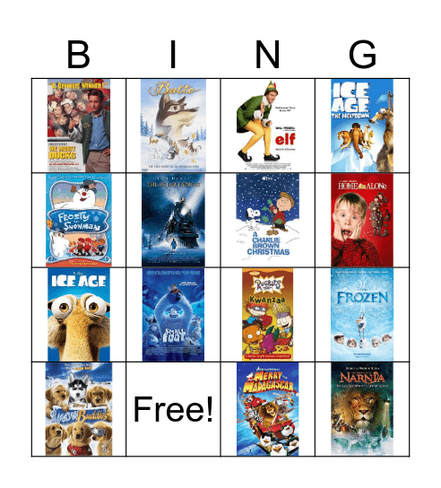 Holiday Movie Bingo Card