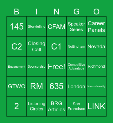 DIB Council Holiday Celebration Bingo Card