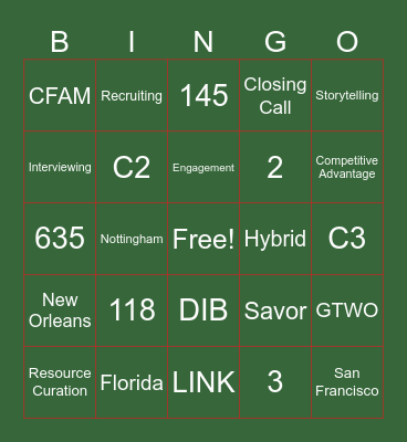 RM DIB Council Holiday Celebration Bingo Card